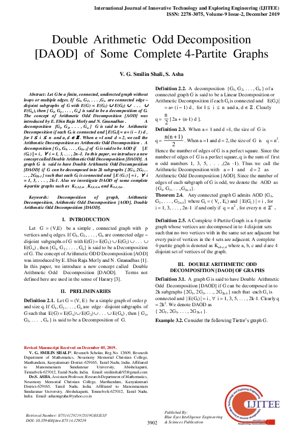 (PDF) Double Arithmetic Odd Decomposition [DAOD] of Some Complete 4 ...