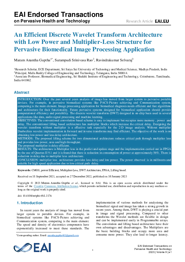 (PDF) An Efficient Discrete Wavelet Transform Architecture with Low ...