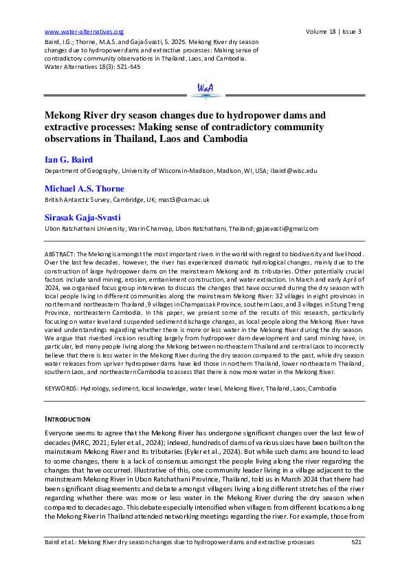 (PDF) Mekong River Dry Season Changes Due to Hydropower Dams and ...