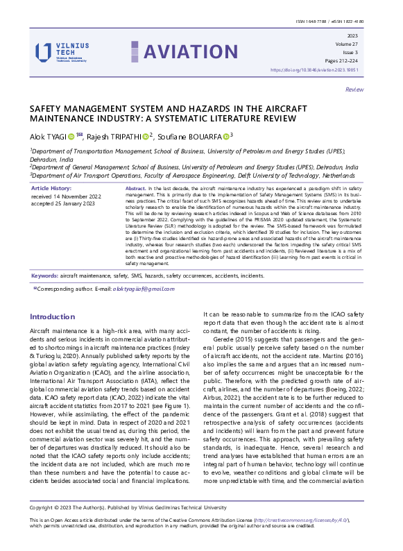 (PDF) Safety Management System and Hazards in the Aircraft Maintenance ...