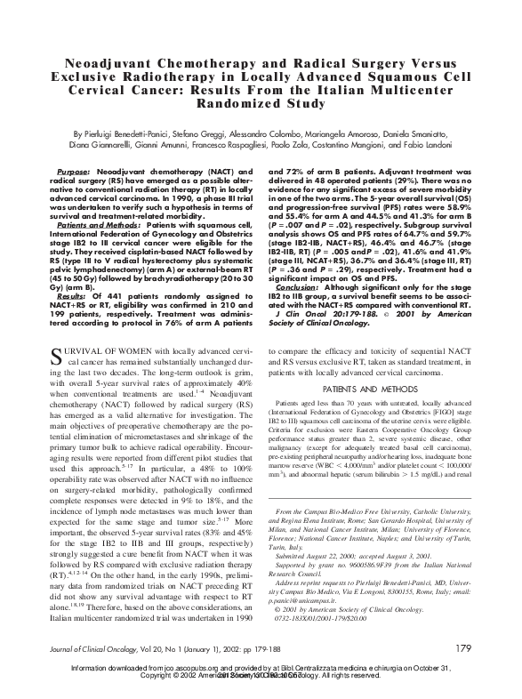 (PDF) Neoadjuvant Chemotherapy and Radical Surgery Versus Exclusive ...