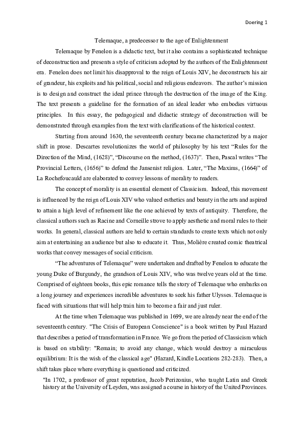 (PDF) Telemaque, a predecessor to the age of Enlightenment Telemaque by ...