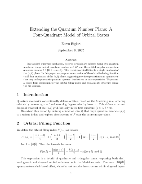 (PDF) Extending the Quantum Number Plane: A Four-Quadrant Model of ...