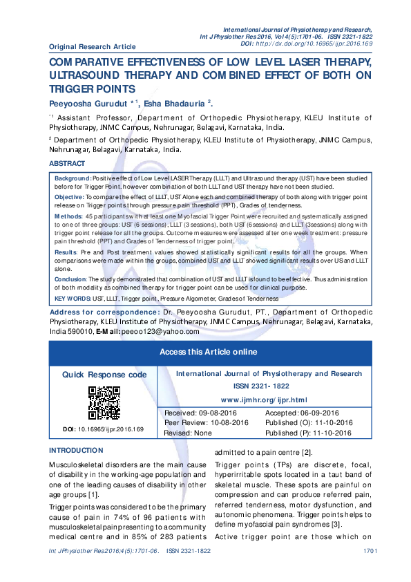 (PDF) Comparative Effectiveness of Low Level Laser Therapy, Ultrasound ...