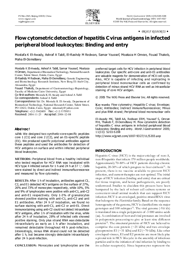 (PDF) Flow cytometric detection of hepatitis C virus antigens in ...