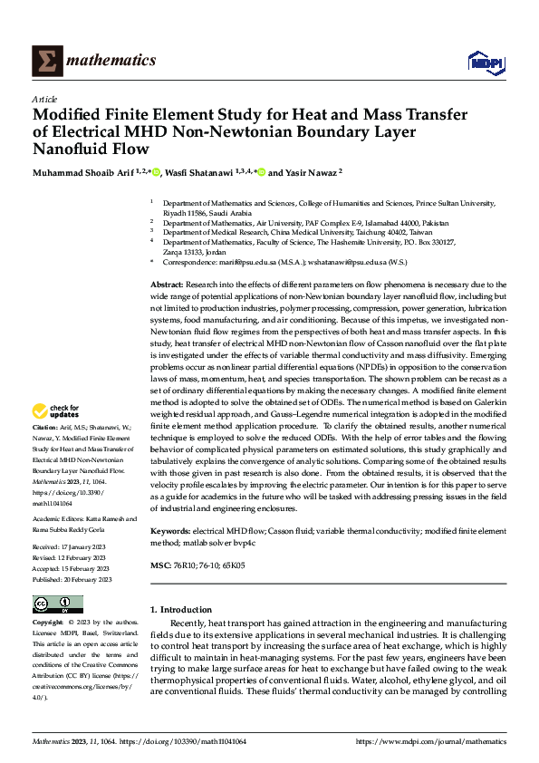 (PDF) Modified Finite Element Study for Heat and Mass Transfer of ...
