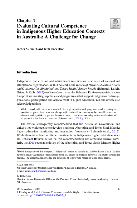 (PDF) Evaluating Cultural Competence in Indigenous Higher Education ...