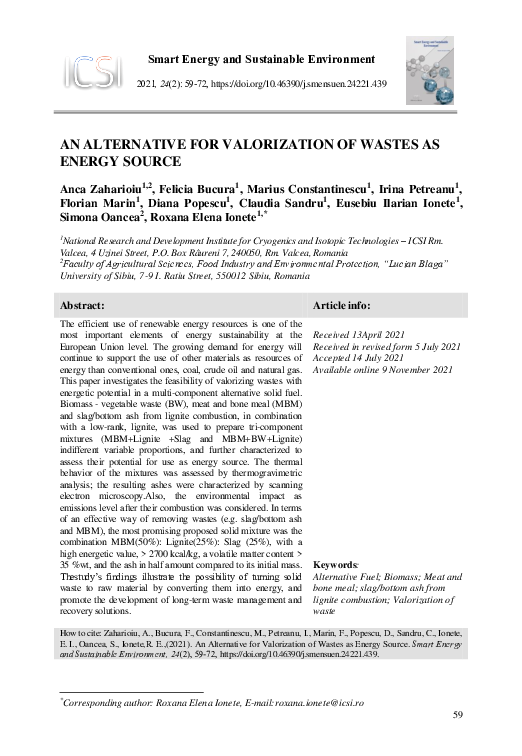 (PDF) An Alternative for Valorization of Wastes as Energy Source