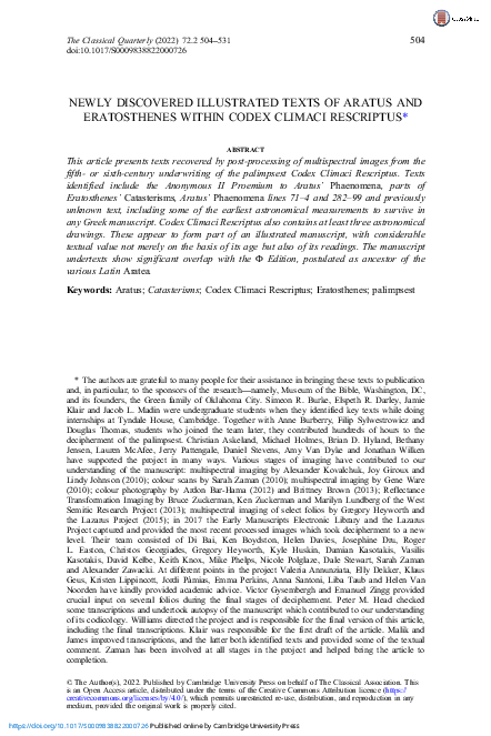 (PDF) Newly Discovered Illustrated Texts of Aratus and Eratosthenes ...