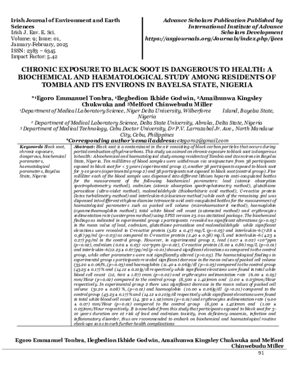 (PDF) CHRONIC EXPOSURE TO BLACK SOOT IS DANGEROUS TO HEALTH: A ...