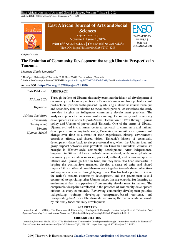 (PDF) The Evolution of Community Development thorough Ubuntu ...