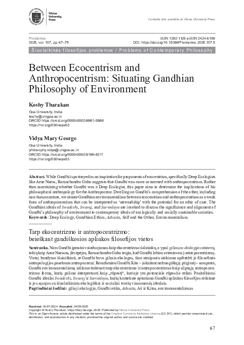 (PDF) Between Ecocentrism and Anthropocentrism: Situating Gandhian ...