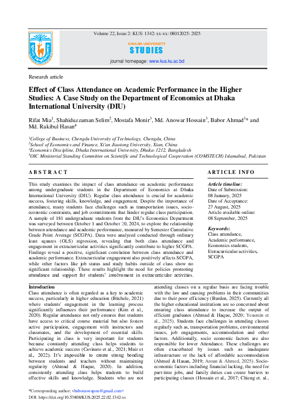 (PDF) Effect of Class Attendance on Academic Performance in the Higher ...