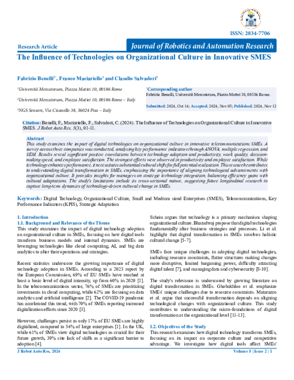 (PDF) The Influence of Technologies on Organizational Culture in ...