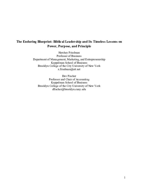 (PDF) The Enduring Blueprint: Biblical Leadership and Its Timeless ...