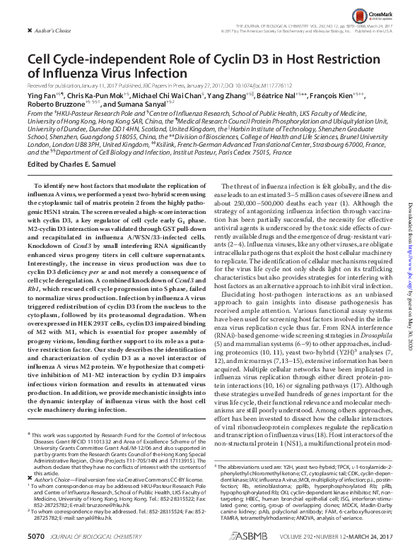 (PDF) Cell Cycle-independent Role of Cyclin D3 in Host Restriction of ...
