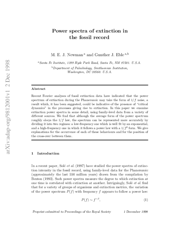(PDF) Power spectra of extinction in the fossil record