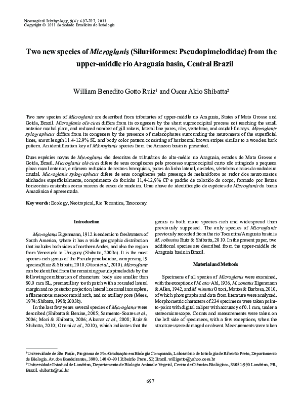 (PDF) Two new species of Microglanis (Siluriformes: Pseudopimelodidae ...