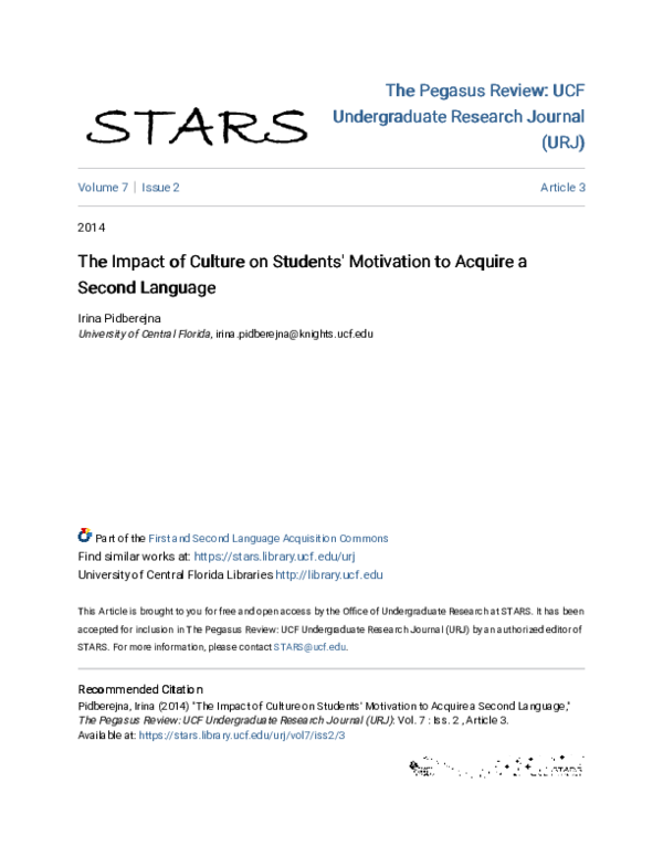 (PDF) The Impact of Culture on Students' Motivation to Acquire a Second ...