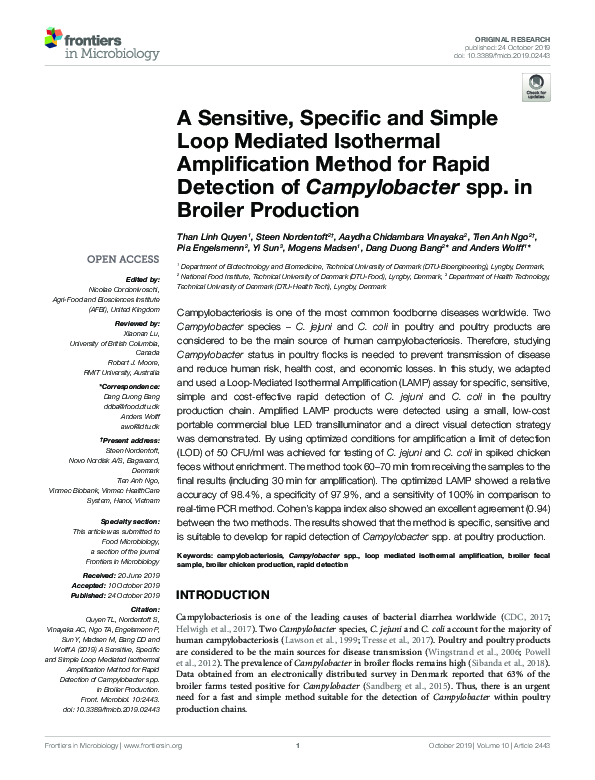 (PDF) A Sensitive, Specific and Simple Loop Mediated Isothermal ...