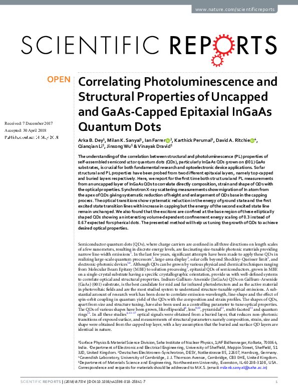 (PDF) Correlating Photoluminescence and Structural Properties of ...