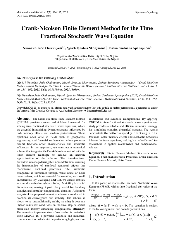 (PDF) Crank-Nicolson Finite Element Method for the Time Fractional ...