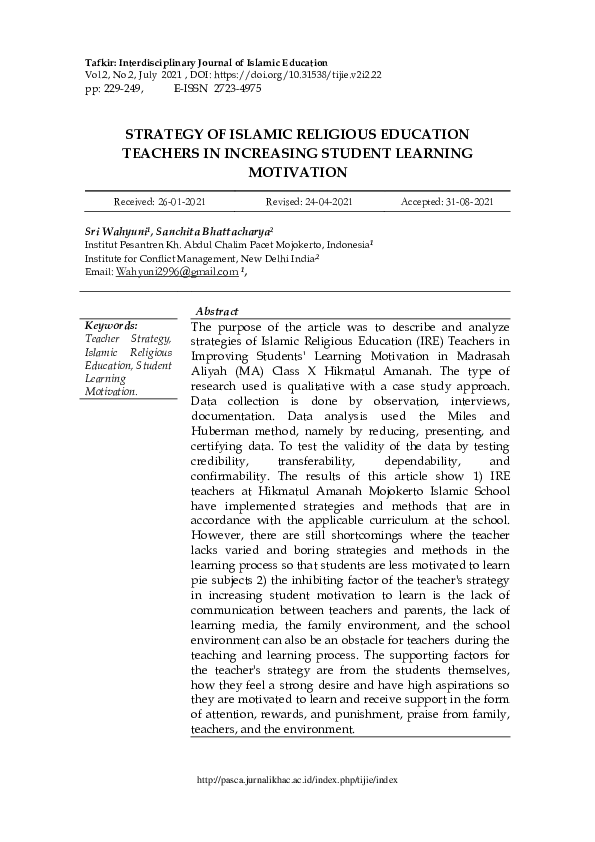 (PDF) Strategy of Islamic Religious Education Teachers in Increasing ...