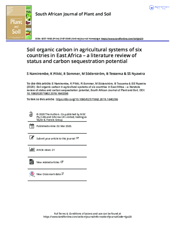(PDF) Soil organic carbon in agricultural systems of six countries in ...