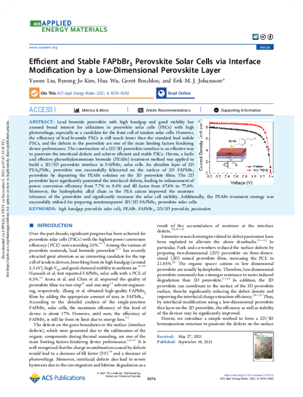 (PDF) Efficient and Stable FAPbBr 3 Perovskite Solar Cells via ...