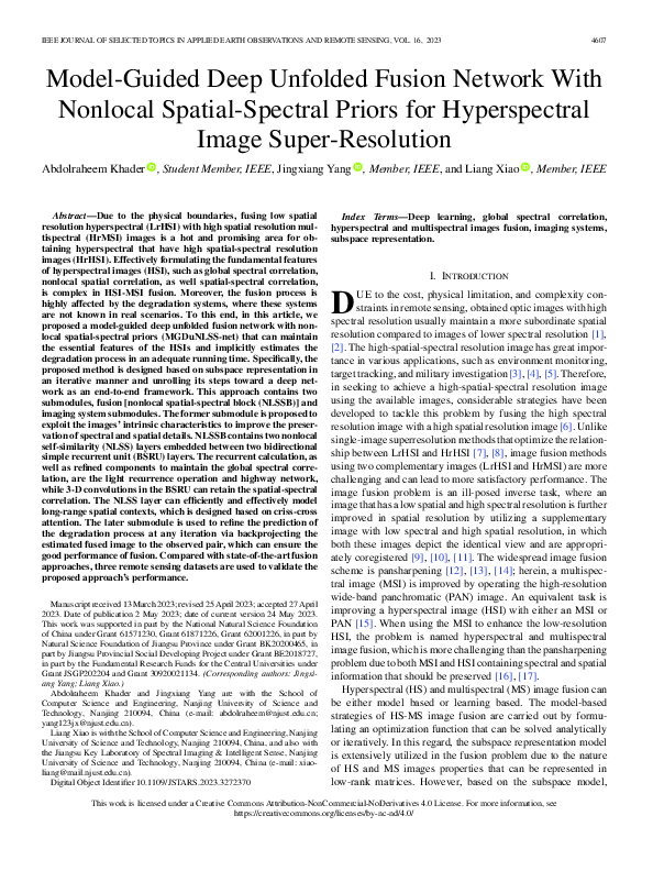 (PDF) Model-Guided Deep Unfolded Fusion Network With Nonlocal Spatial ...