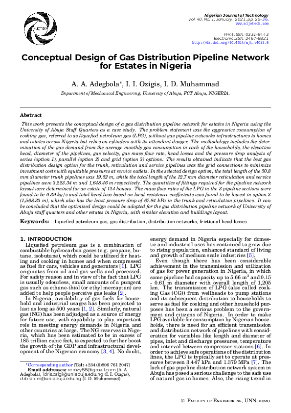 (PDF) Conceptual Design of Gas Distribution Pipeline Network for ...