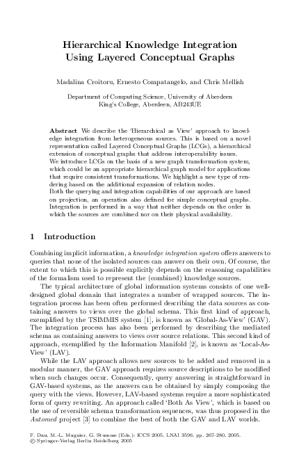 (PDF) Hierarchical Knowledge Integration Using Layered Conceptual Graphs