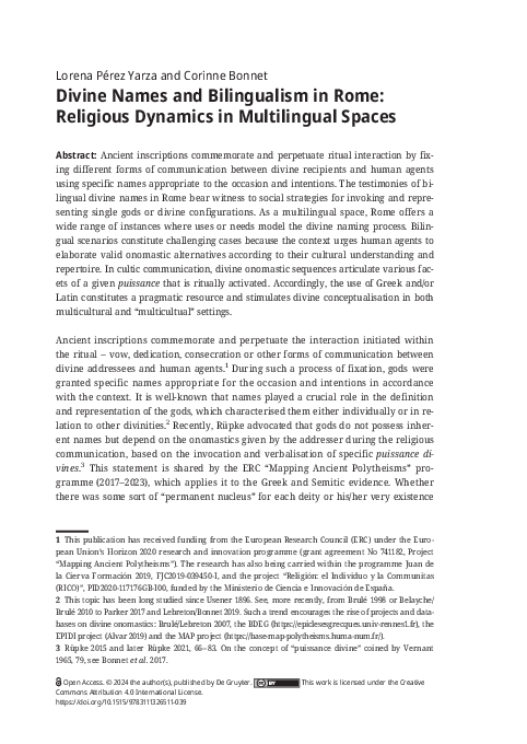 (PDF) Divine Names and Bilingualism in Rome: Religious Dynamics in ...