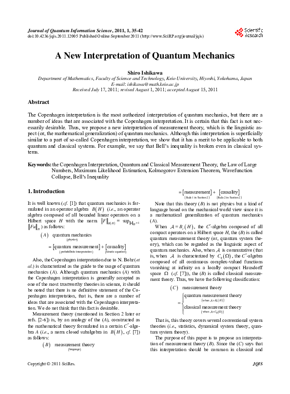 (PDF) A New Interpretation of Quantum Mechanics