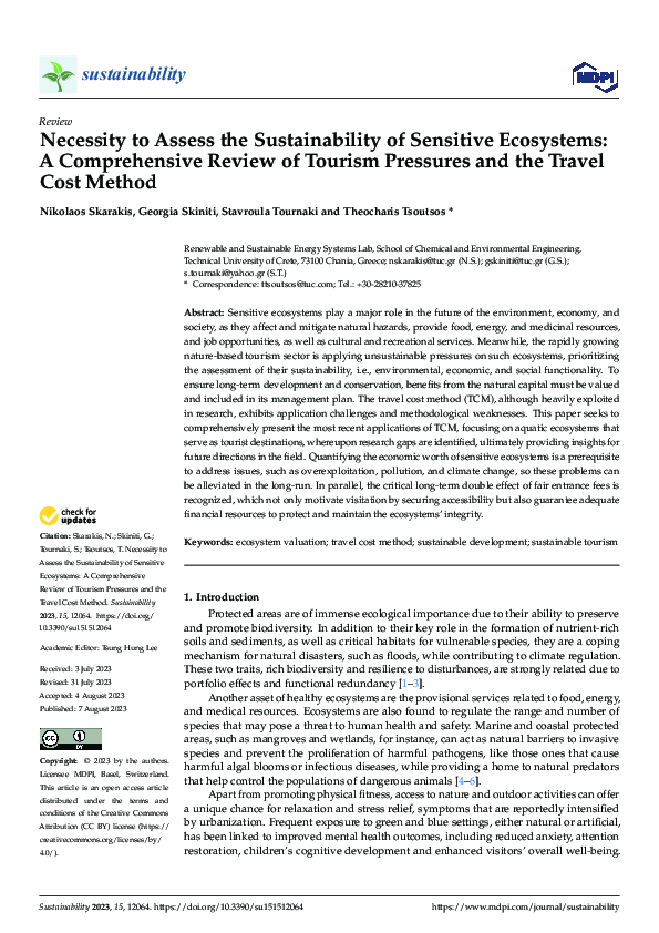 (PDF) Necessity to Assess the Sustainability of Sensitive Ecosystems: A ...