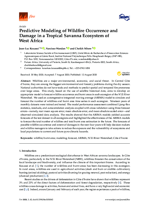 (PDF) Predictive Modeling of Wildfire Occurrence and Damage in a ...