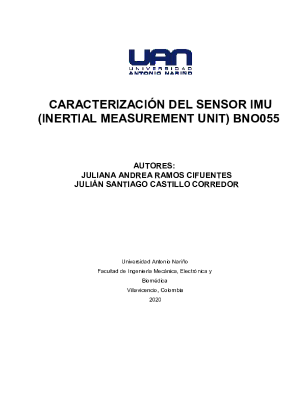 (PDF) Caracterización del sensor IMU (Inertial measurement unit) BNO055