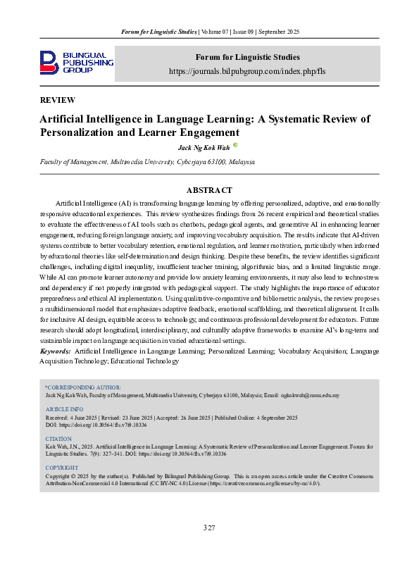 (PDF) Artificial Intelligence in Language Learning: A Systematic Review ...