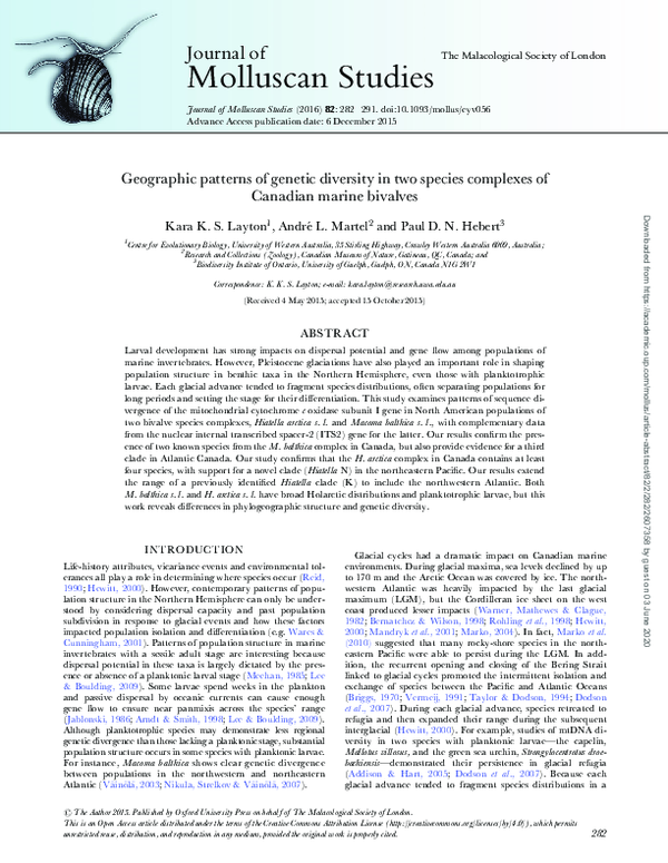 (PDF) Geographic patterns of genetic diversity in two species complexes ...