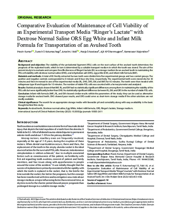 (PDF) Comparative Evaluation of Maintenance of Cell Viability of an ...