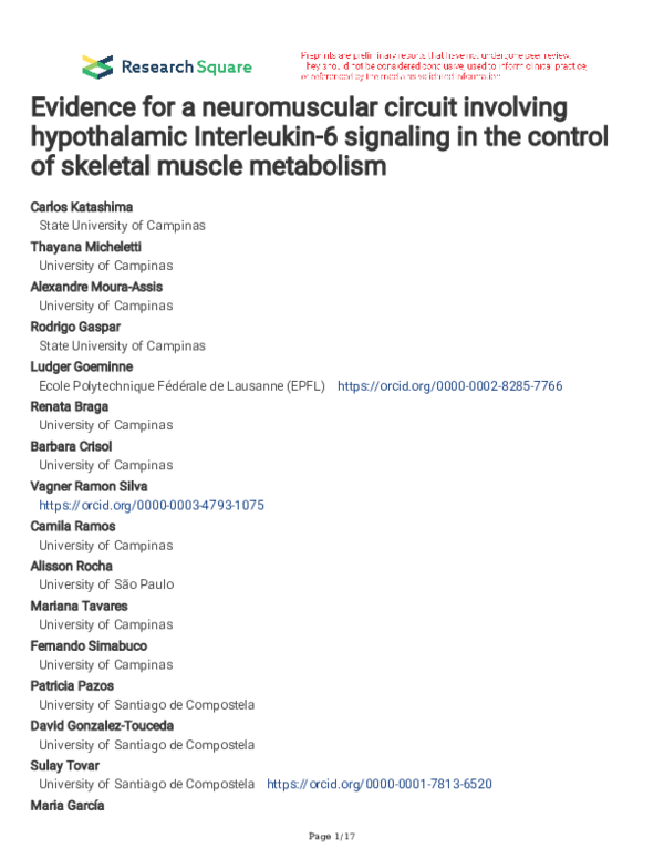(PDF) Evidence for a neuromuscular circuit involving hypothalamic ...