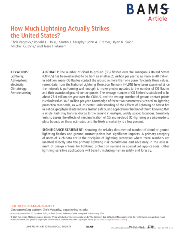 (PDF) How Much Lightning Actually Strikes the United States
