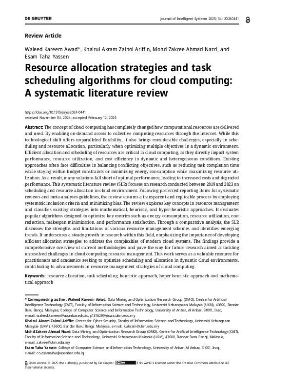 (PDF) Resource allocation strategies and task scheduling algorithms for ...