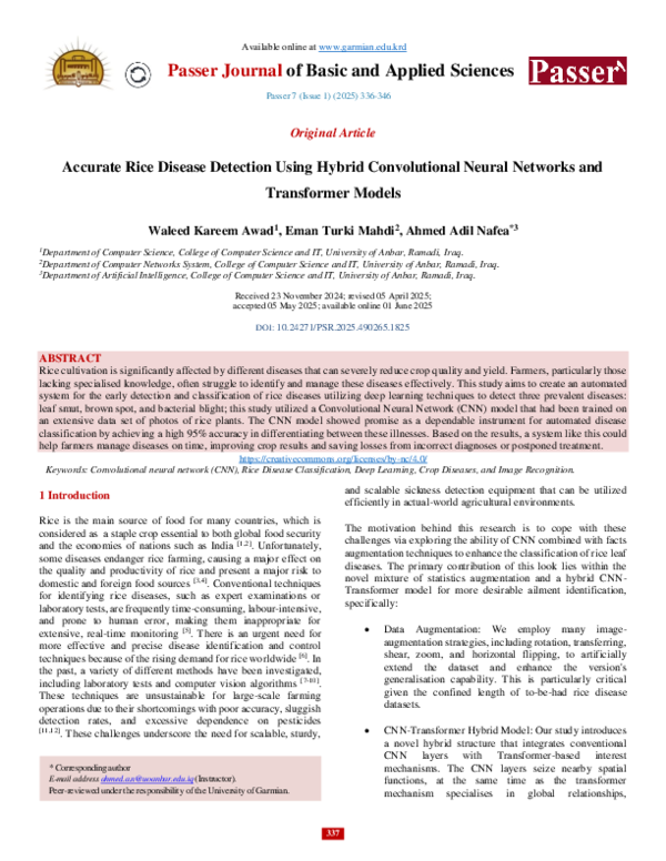 (PDF) Accurate Rice Disease Detection Using Hybrid Convolutional Neural ...