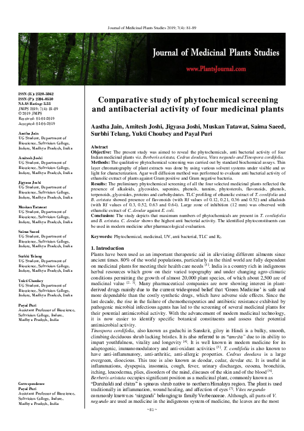 (PDF) Comparative study of phytochemical screening and antibacterial ...