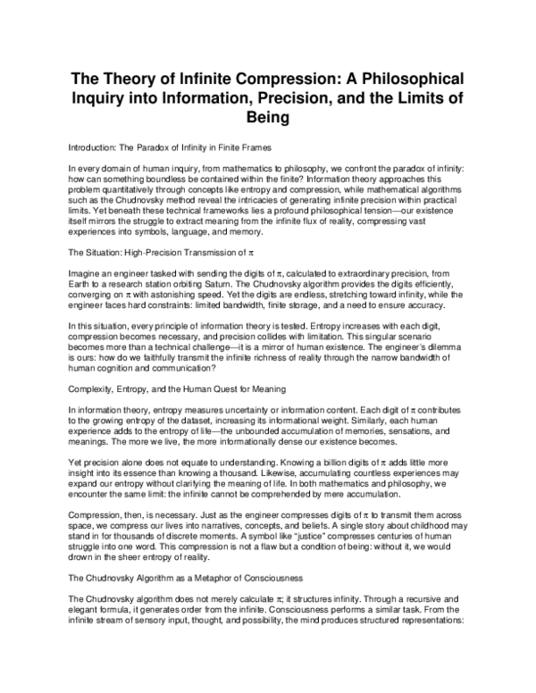 (PDF) The Theory of Infinite Compression: A Philosophical Inquiry into ...