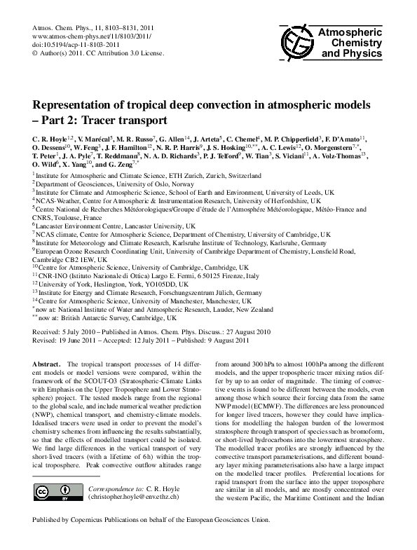 (PDF) Representation of tropical deep convection in atmospheric models ...