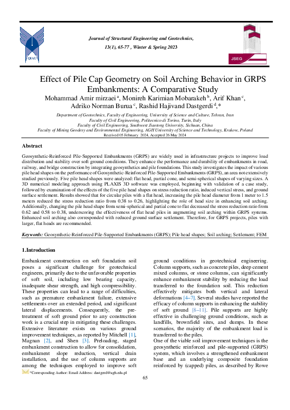 (PDF) Effect of Pile Cap Geometry on Soil Arching Behavior in GRPS ...