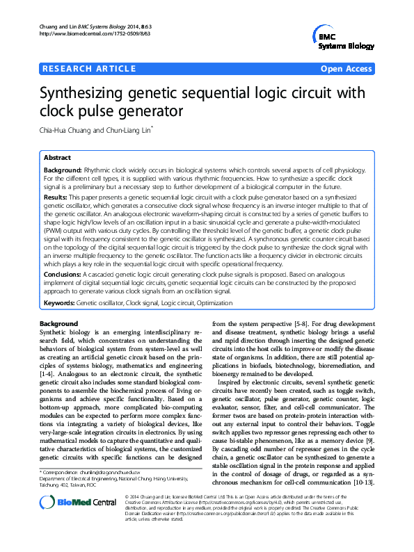 (PDF) Synthesizing genetic sequential logic circuit with clock pulse ...