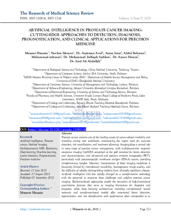 (PDF) ARTIFICIAL INTELLIGENCE IN PROSTATE CANCER IMAGING: CUTTING-EDGE ...